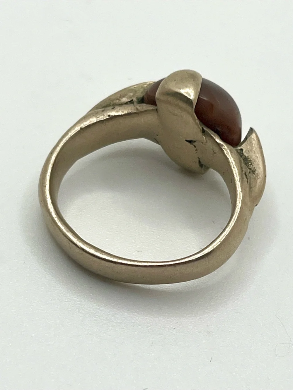 Vintage Tuareg style carnelian ring Saharan tribal silver tone artisan size 8.5